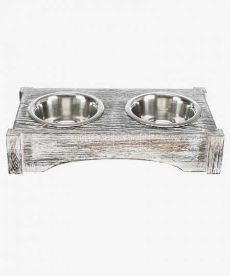 Miski dla psa na drewnianym stojaku Trixie