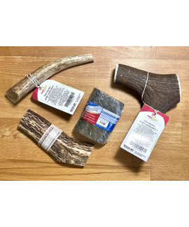 Gryzaki dla psa na zęby naturalne 3x z rogu jelenia, 1x z rogu bawołu