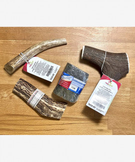Gryzaki dla psa na zęby naturalne 3x z rogu jelenia, 1x z rogu bawołu