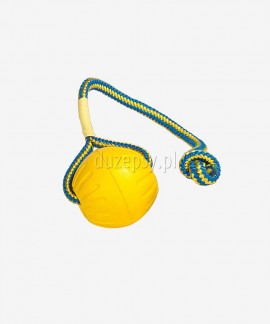 Extra mocna piłka dla psa STARMARK ze sznurkiem pływająca DUŻA 8,9 cm