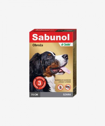 SABUNOL obroża na kleszcze i pchły dla dużego psa szara 75 cm