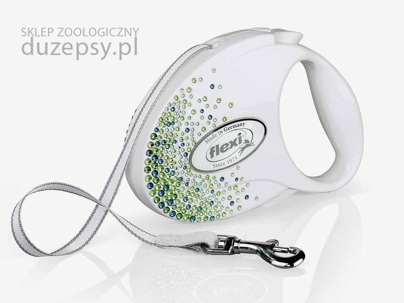 Smycz Flexi Swarovski; ekskluzywna smycz automatyczna dla psa; ekskluzywna smycz dla psa beagle, ekskluzywne smycze dla psów; smycz dla psa z kryształkami Swarovskiego; smycz Flexi GLAM splash; smycz automatyczna dla psa exclusive; smycze automatyczne dla psów; smycz flexi biała; smycz dla psa glamour; smycz flexi 5 m; flexi dla psa do 25 kg; smycz flexi dla średniego psa; smycz automatyczna dla psa beagle; elegancka smycz dla psa; sklep zoologiczny; duzepsy.pl