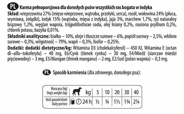 Dolina Noteci Indyk karma premium dla psów dorosłych 800 g. Dolina noteci sklep. Dolina noteci karma mokra. Dolina noteci premium. Najlepsza karma dla psa. Karmy dla dużego psa. Karma z indykiem dla psa. Karma z mięsem indyka dla dużego psa. Mięso w puszkach dla dużego psa. Karma premium dla psów. Dobra karma dla psa w puszce. Sklep zoologiczny Duzepsy.pl