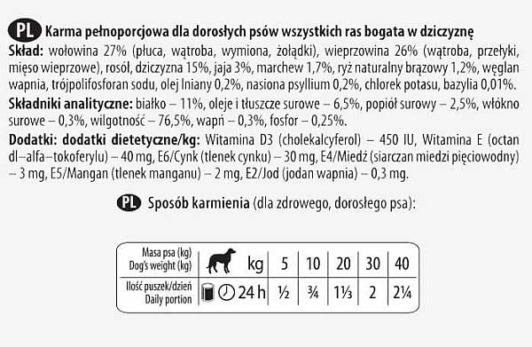 Dolina Noteci Dziczyzna karma premium dla psów dorosłych 800 g. Dolina noteci sklep. Dolina noteci karma mokra. Dolina noteci premium. Najlepsza karma dla psa. Karmy dla dużego psa. Mięso w puszkach dla dużego psa. Karma premium dla psów. Dobra karma dla psa w puszce. Sklep zoologiczny Duzepsy.pl