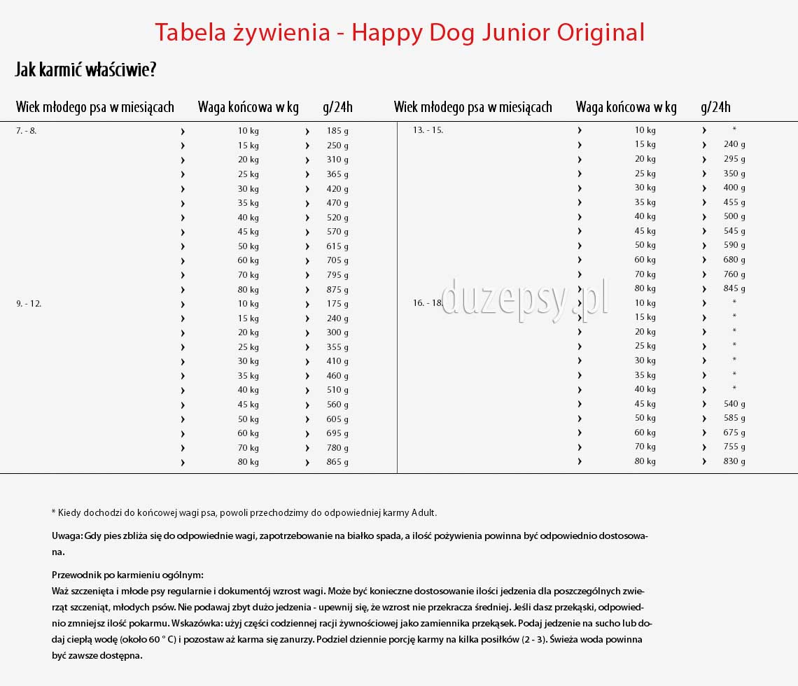 Karma dla psa juniora dużej rasy, karma dla psa 8 miesięcy, karma dla młodych psów dużych ras, happy dog junior original