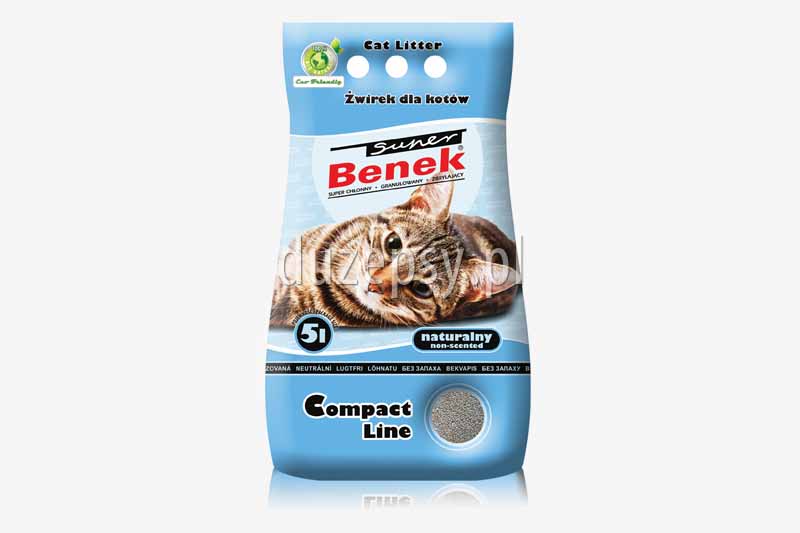 Super Benek Compact Naturalny żwirek dla kotów zbrylający. Żwirki dla kotów tanio. Żwirek dla kota zapachowy. Sklep zoologiczny internetowy DuzePsy.pl